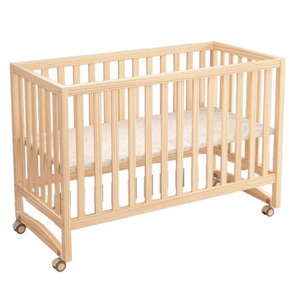 Convertible Crib Nursery Crib Washed Natural Nursery Crib with Casters/Wheels