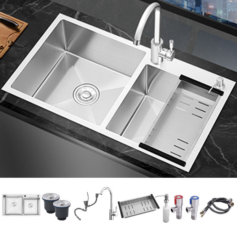 Modern Style Drop-In Kitchen Sink Soundproof Design Stainless Steel Kitchen Double Sink