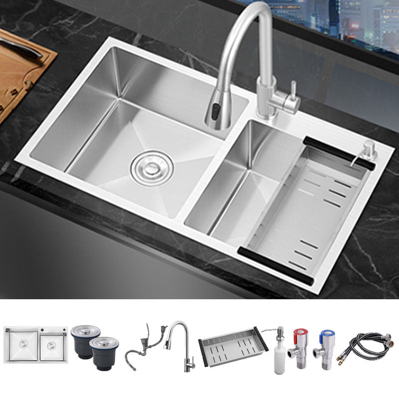 Modern Style Drop-In Kitchen Sink Soundproof Design Stainless Steel Kitchen Double Sink