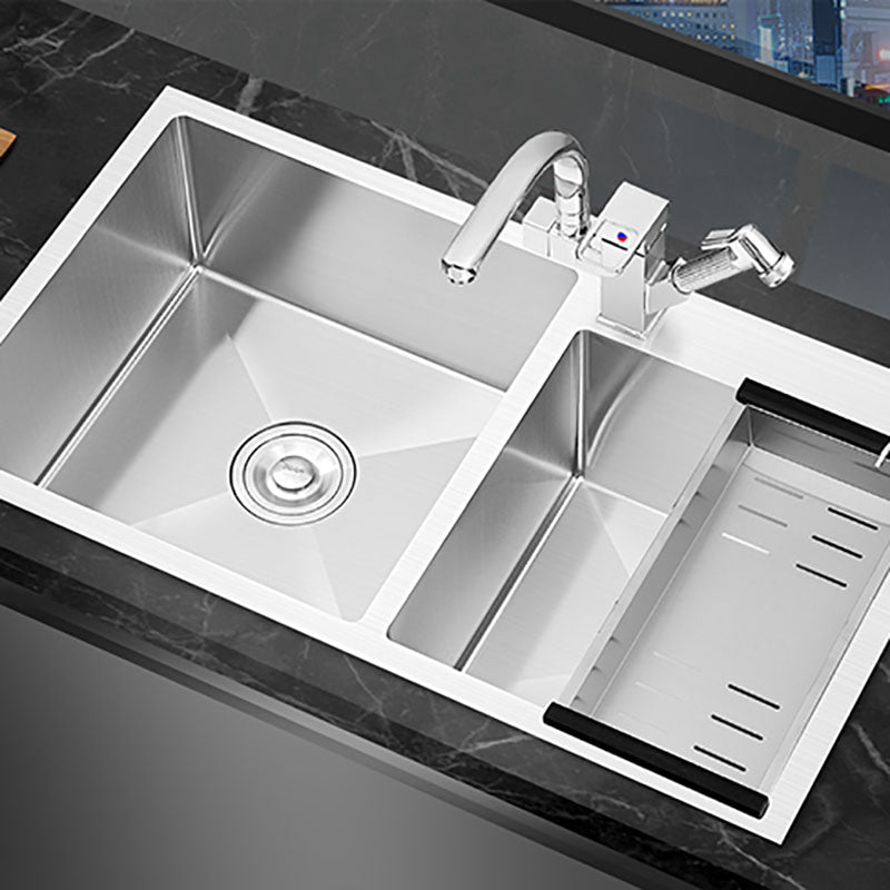 Modern Style Drop-In Kitchen Sink Soundproof Design Stainless Steel Kitchen Double Sink