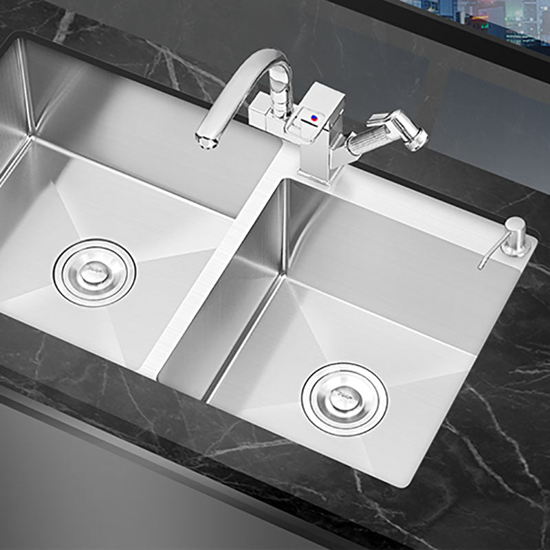 Modern Style Drop-In Kitchen Sink Soundproof Design Stainless Steel Kitchen Double Sink