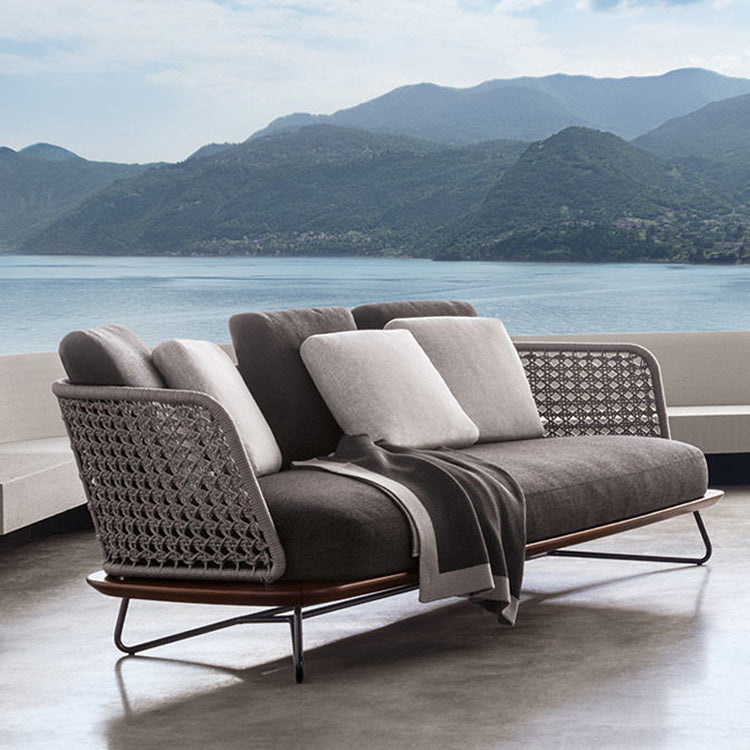 Industrial Metal Patio Sofa Fabric Outdoor Patio Sofa with Cushions
