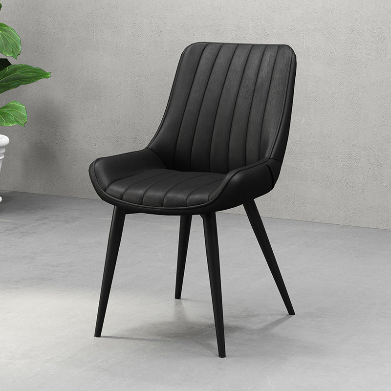 Metal Frame Dining Side Chair Faux Leather Upholstered Side Chair