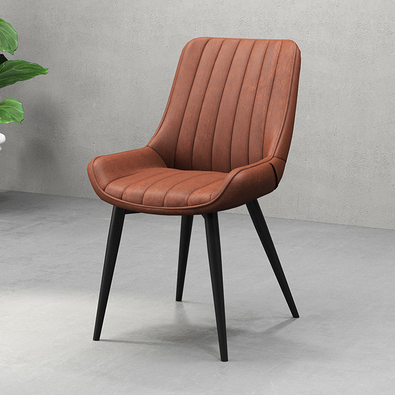 Metal Frame Dining Side Chair Faux Leather Upholstered Side Chair