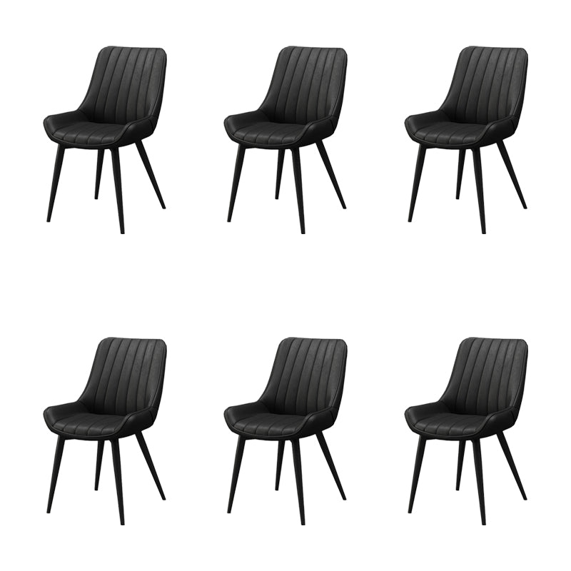 Metal Frame Dining Side Chair Faux Leather Upholstered Side Chair