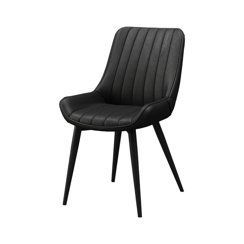 Metal Frame Dining Side Chair Faux Leather Upholstered Side Chair