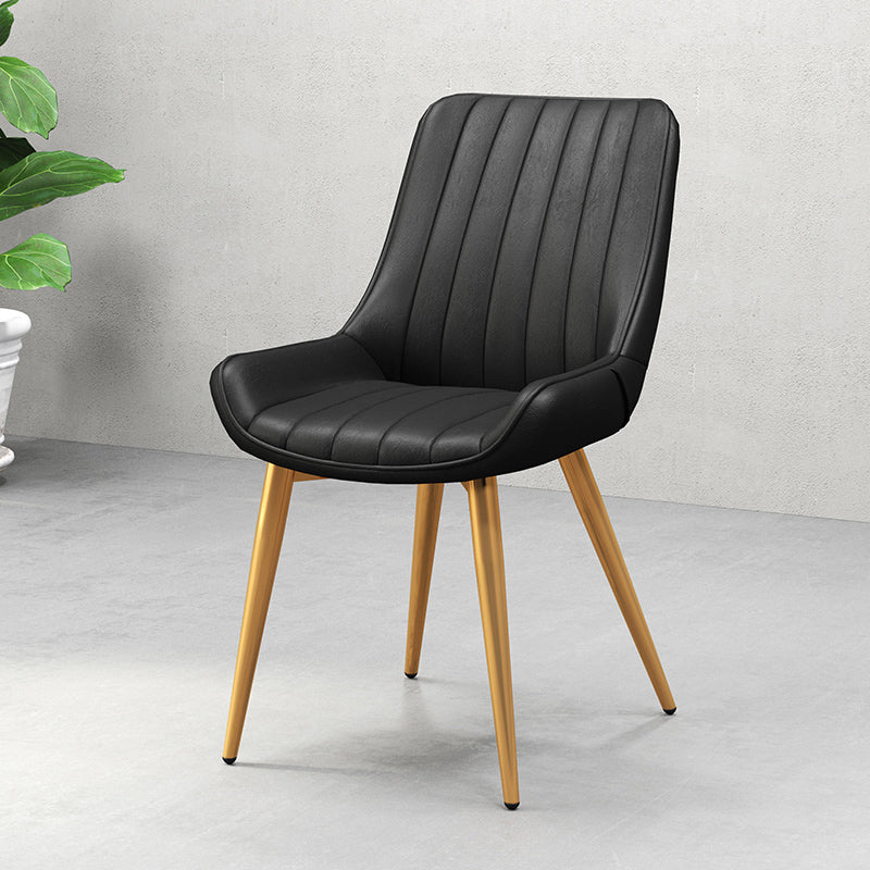 Metal Frame Dining Side Chair Faux Leather Upholstered Side Chair