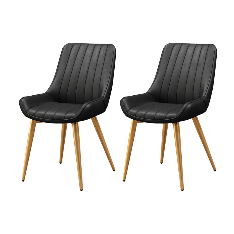 Metal Frame Dining Side Chair Faux Leather Upholstered Side Chair