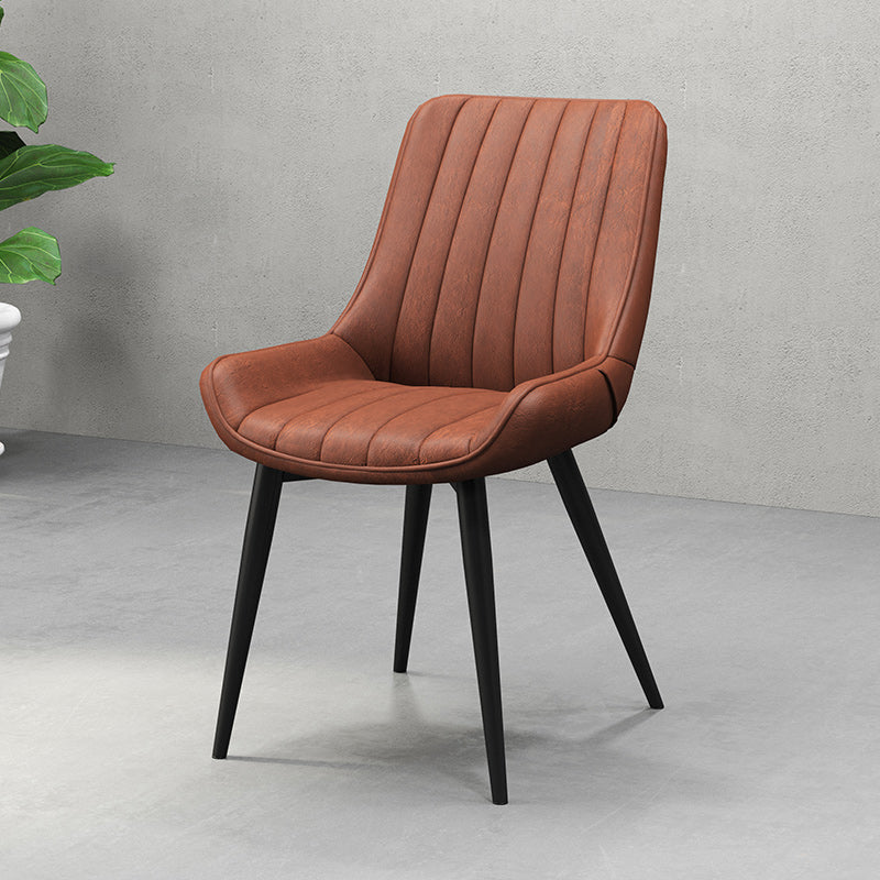 Metal Frame Dining Side Chair Faux Leather Upholstered Side Chair