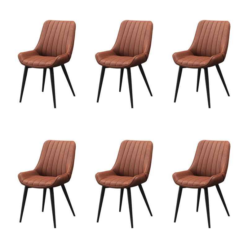 Metal Frame Dining Side Chair Faux Leather Upholstered Side Chair
