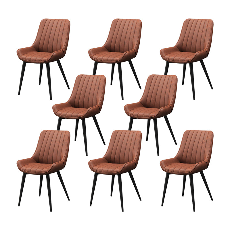 Metal Frame Dining Side Chair Faux Leather Upholstered Side Chair