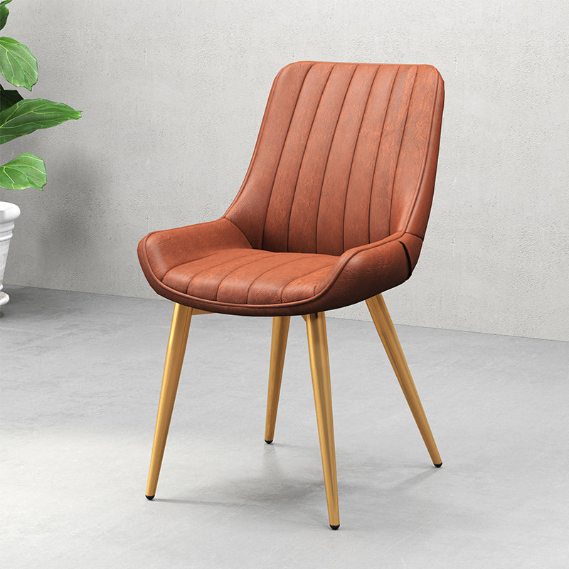 Metal Frame Dining Side Chair Faux Leather Upholstered Side Chair