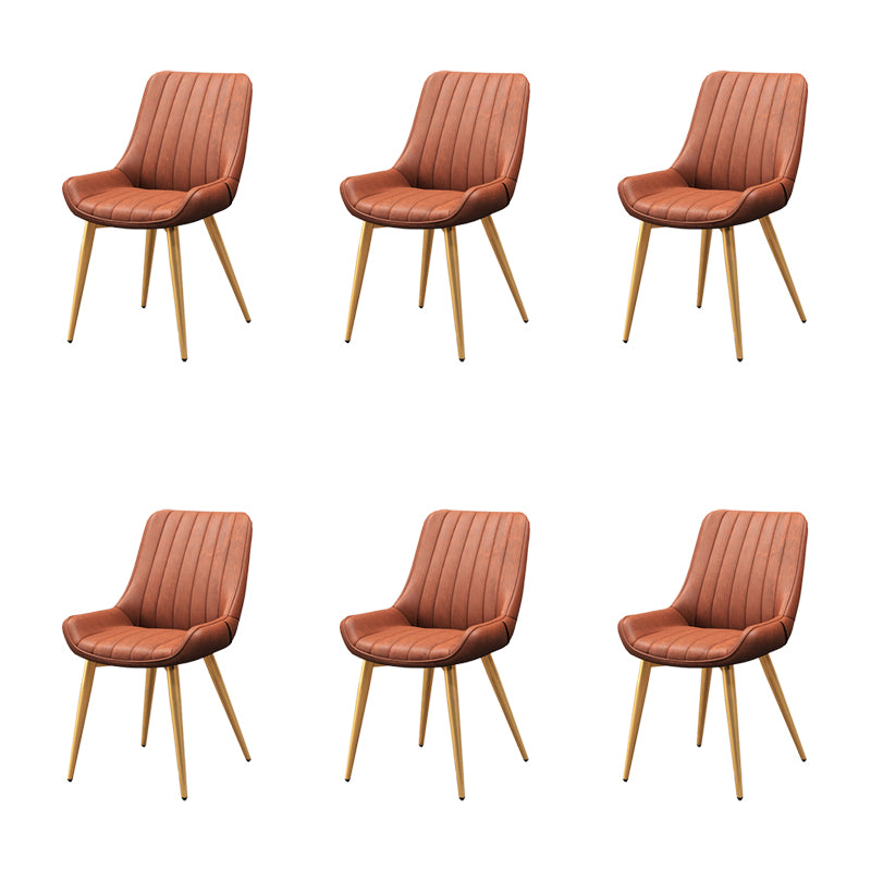 Metal Frame Dining Side Chair Faux Leather Upholstered Side Chair