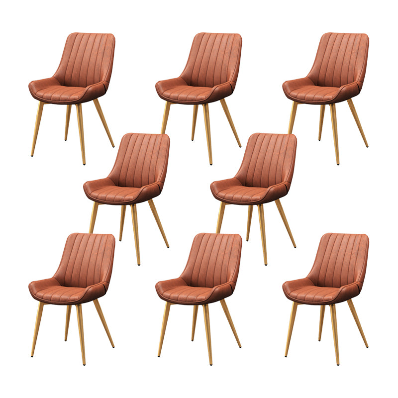 Metal Frame Dining Side Chair Faux Leather Upholstered Side Chair