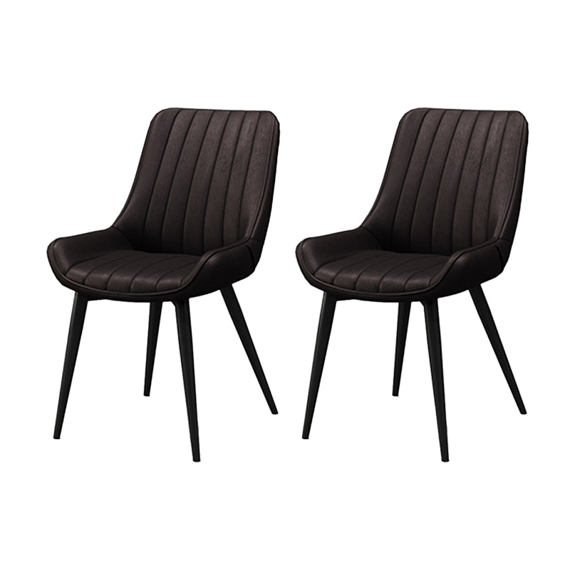 Metal Frame Dining Side Chair Faux Leather Upholstered Side Chair