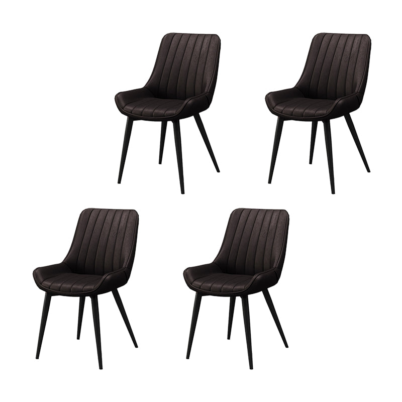 Metal Frame Dining Side Chair Faux Leather Upholstered Side Chair
