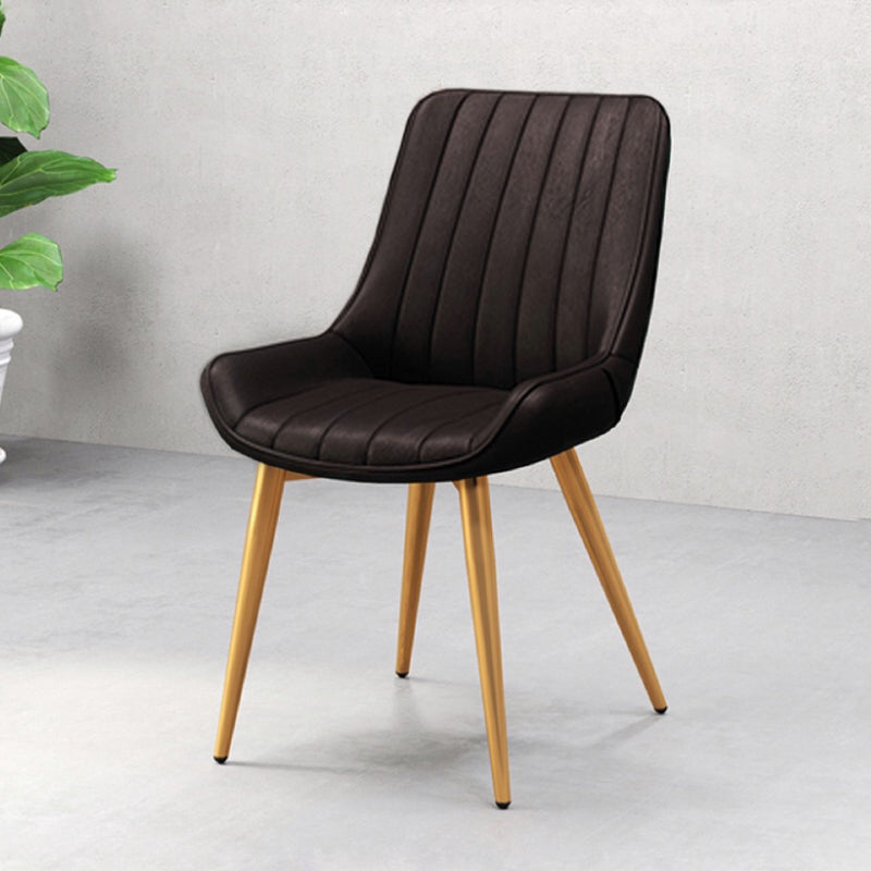 Metal Frame Dining Side Chair Faux Leather Upholstered Side Chair