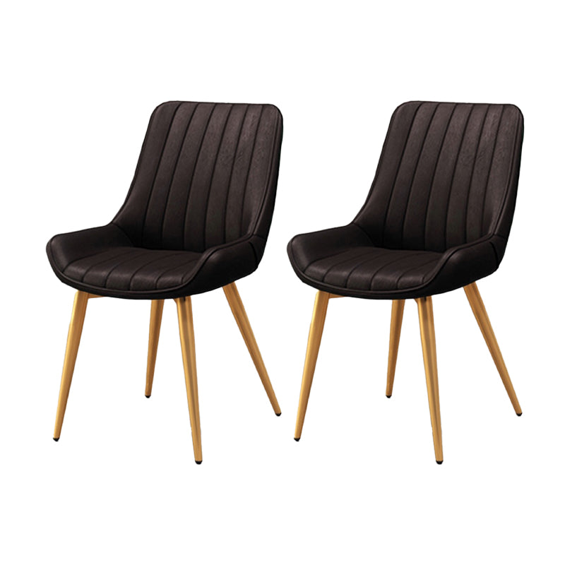 Metal Frame Dining Side Chair Faux Leather Upholstered Side Chair