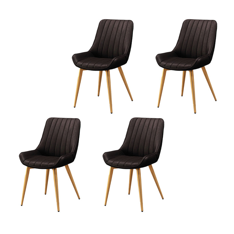 Metal Frame Dining Side Chair Faux Leather Upholstered Side Chair