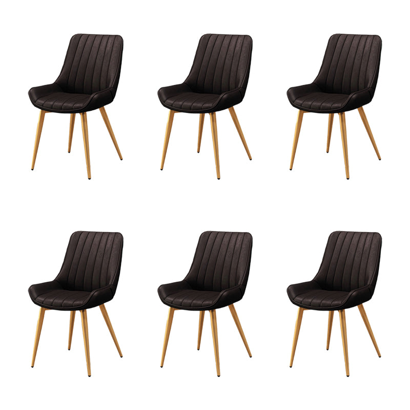 Metal Frame Dining Side Chair Faux Leather Upholstered Side Chair