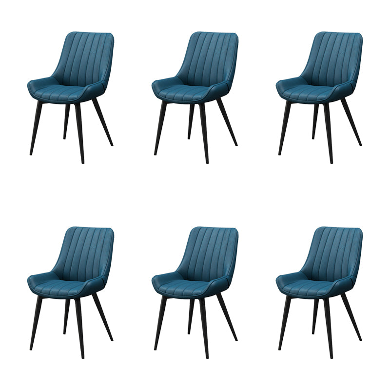 Metal Frame Dining Side Chair Faux Leather Upholstered Side Chair