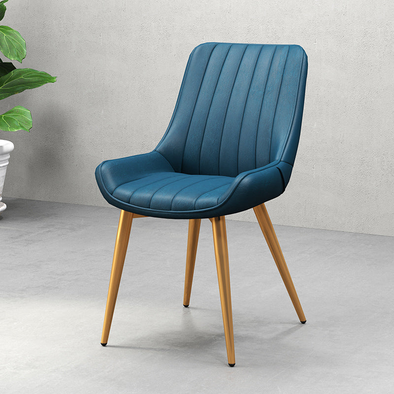 Metal Frame Dining Side Chair Faux Leather Upholstered Side Chair