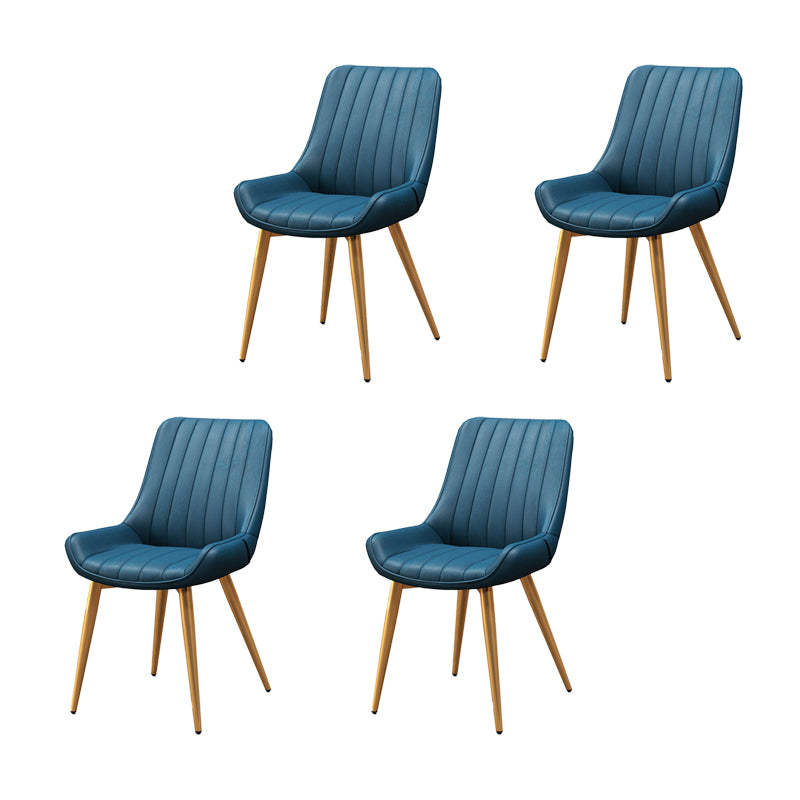 Metal Frame Dining Side Chair Faux Leather Upholstered Side Chair