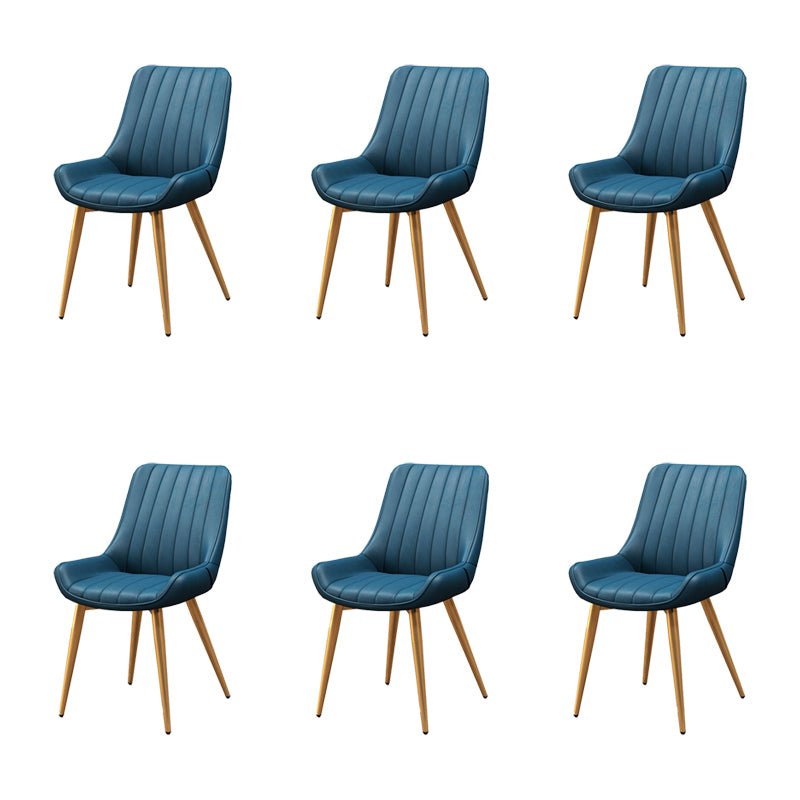 Metal Frame Dining Side Chair Faux Leather Upholstered Side Chair