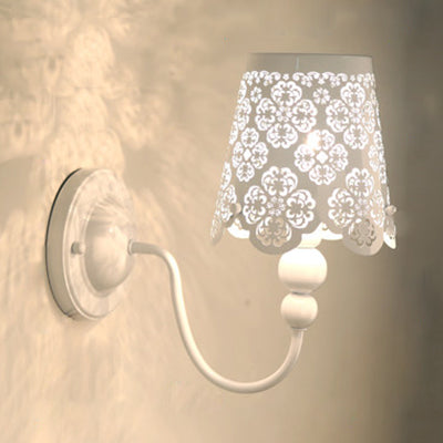 Macaron Candy Colored Wall Sconce Etched Empire Shade 1 Light Iron Sconce Light for Baby Room