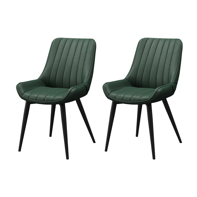 Metal Frame Dining Side Chair Faux Leather Upholstered Side Chair
