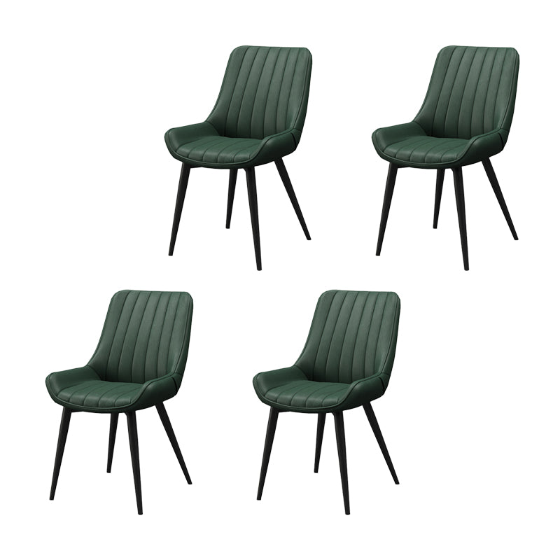 Metal Frame Dining Side Chair Faux Leather Upholstered Side Chair