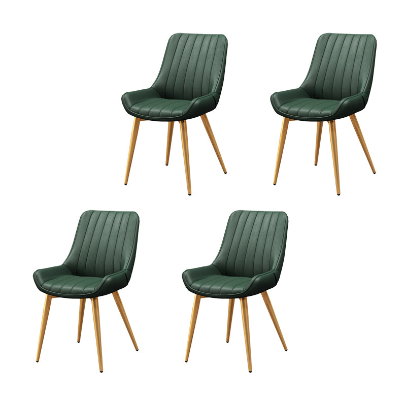 Metal Frame Dining Side Chair Faux Leather Upholstered Side Chair