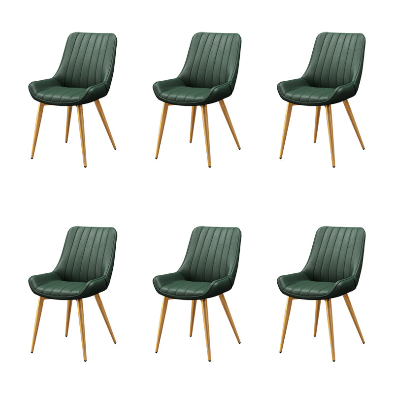 Metal Frame Dining Side Chair Faux Leather Upholstered Side Chair