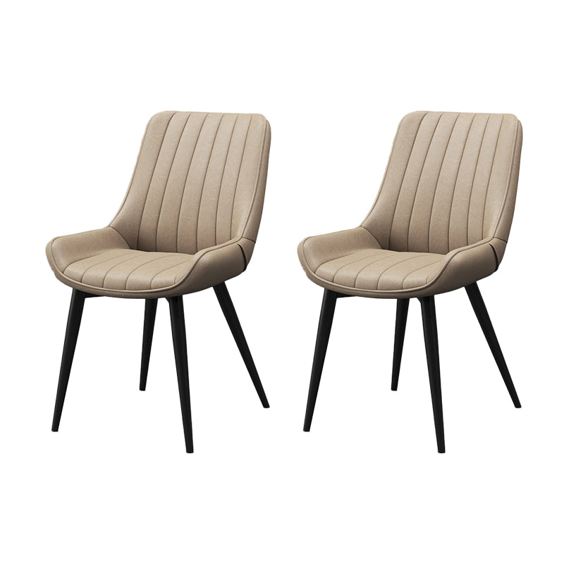 Metal Frame Dining Side Chair Faux Leather Upholstered Side Chair