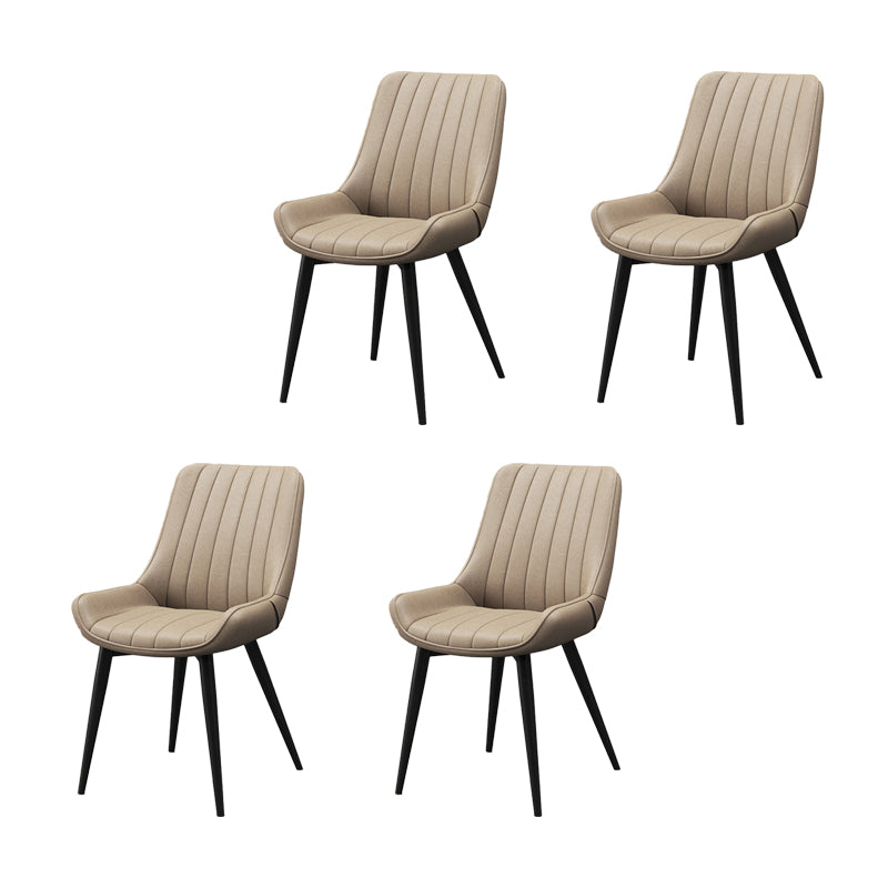 Metal Frame Dining Side Chair Faux Leather Upholstered Side Chair