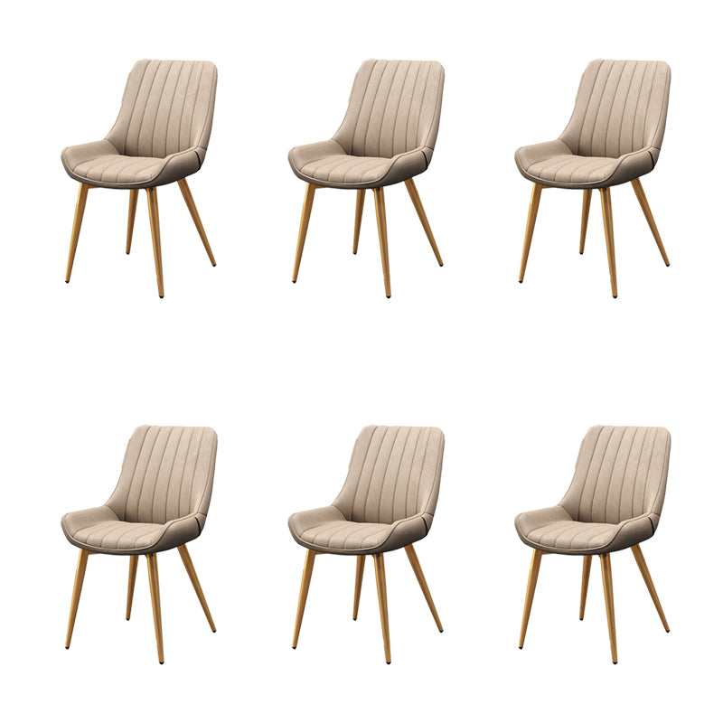 Metal Frame Dining Side Chair Faux Leather Upholstered Side Chair