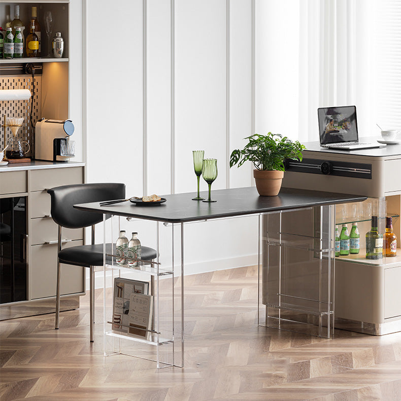 Modern Stationary Kitchen Island Granite Top Kitchen Island Table with Drawer