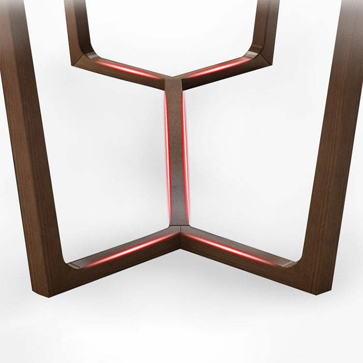 Modern Stone Rectangle Dining Table Ash Wood Base for Dining Room
