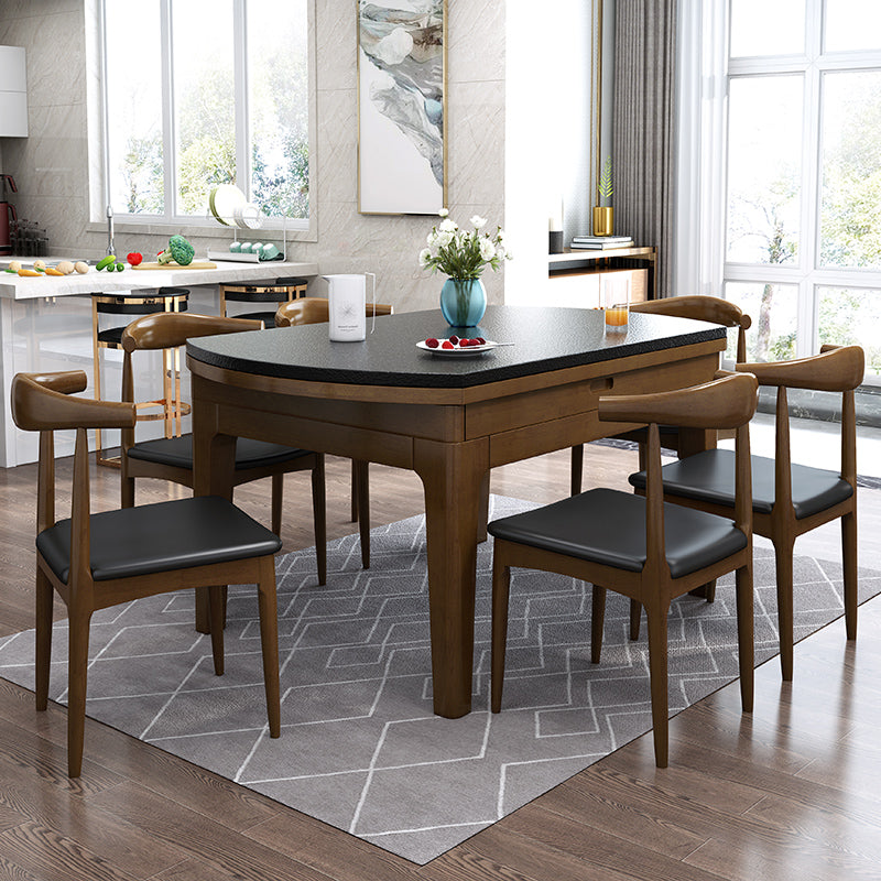 Modern Stone Scalable Dining Table Rubber Wood Legs for Dining Room