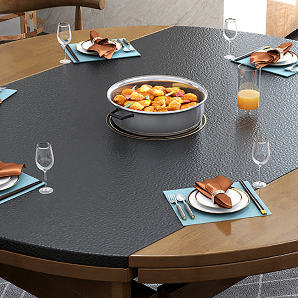Modern Stone Scalable Dining Table Rubber Wood Legs for Dining Room