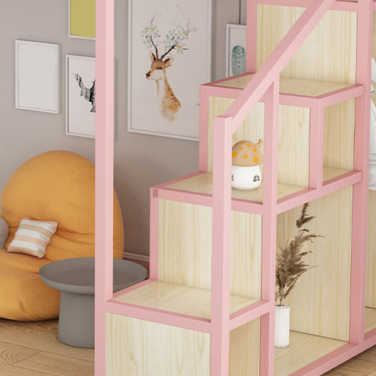 Metal Loft Bed with Staircase Scandinavian Kids Bed with Shelves