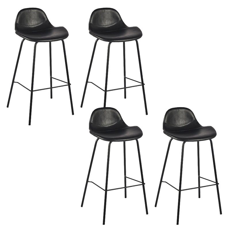 Modern Faux Leather Counter Stool Low Back Barstool with Metal Legs