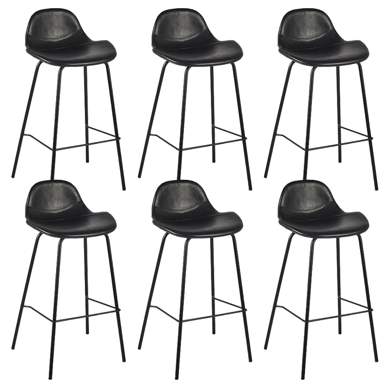 Modern Faux Leather Counter Stool Low Back Barstool with Metal Legs
