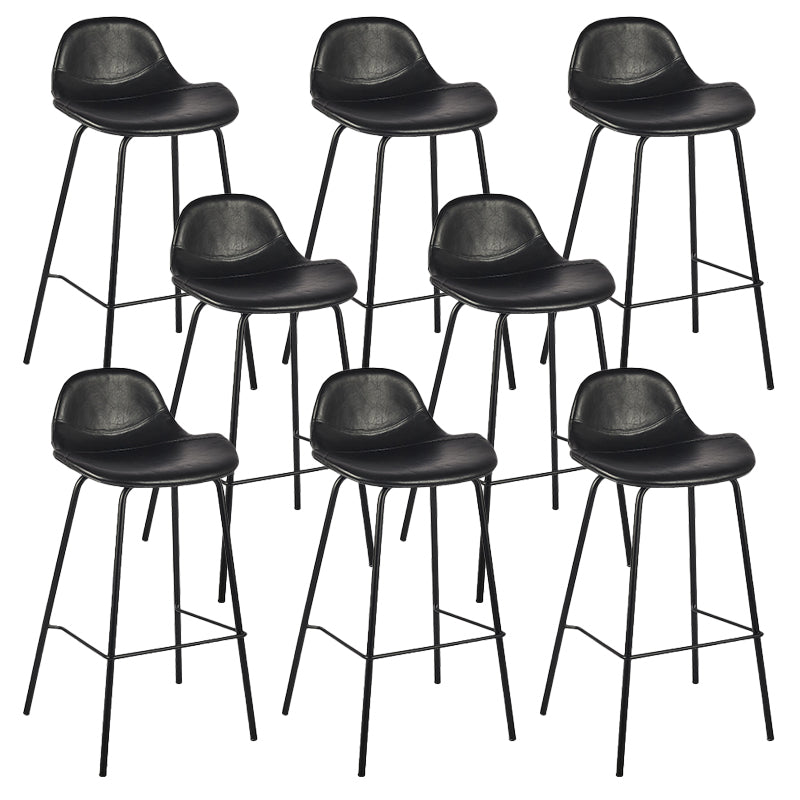 Modern Faux Leather Counter Stool Low Back Barstool with Metal Legs