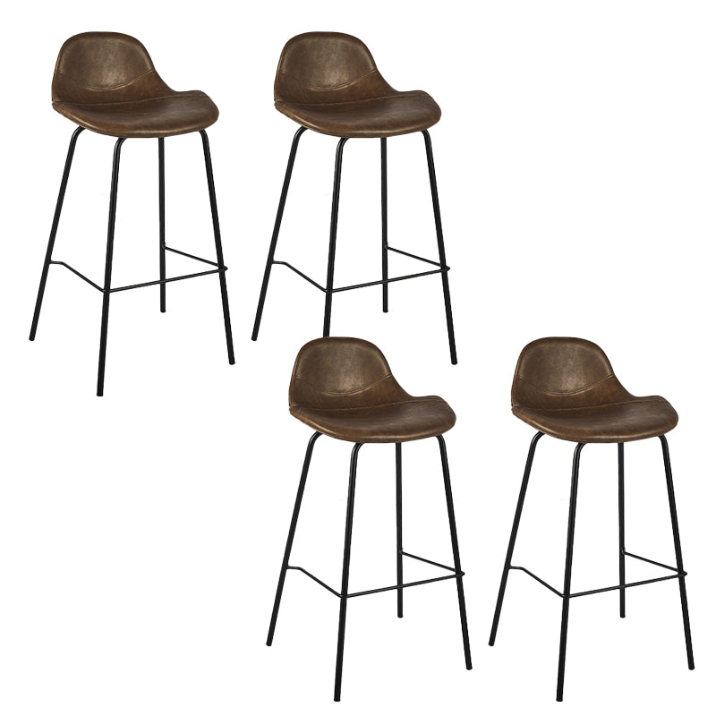 Modern Faux Leather Counter Stool Low Back Barstool with Metal Legs