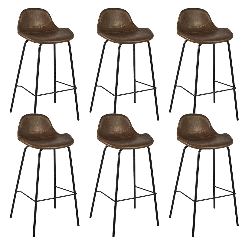 Modern Faux Leather Counter Stool Low Back Barstool with Metal Legs