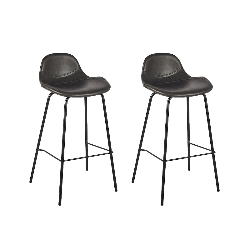 Modern Faux Leather Counter Stool Low Back Barstool with Metal Legs