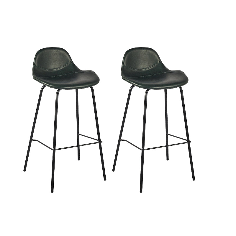 Modern Faux Leather Counter Stool Low Back Barstool with Metal Legs