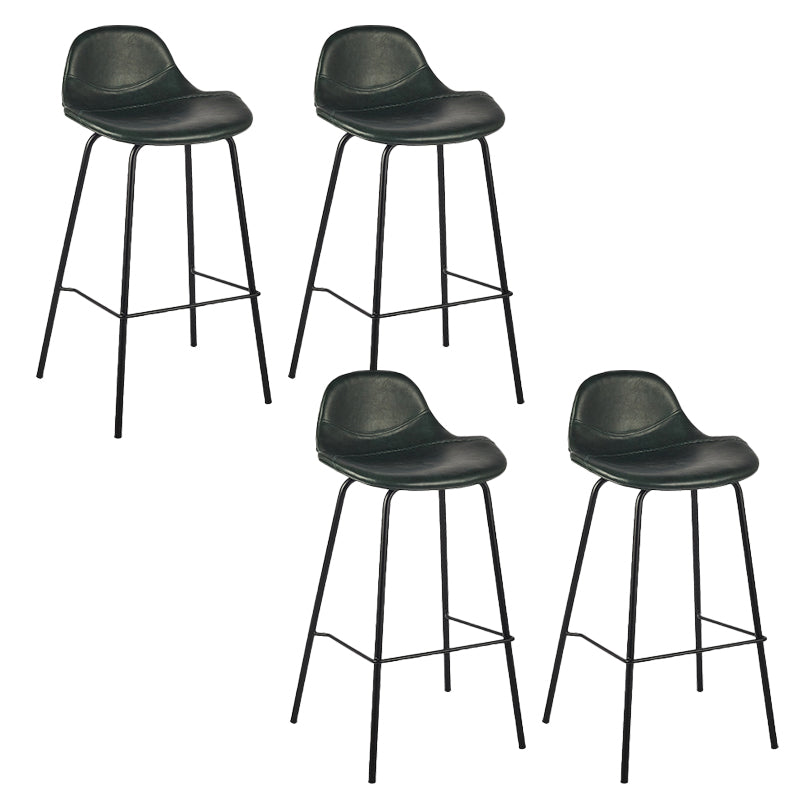 Modern Faux Leather Counter Stool Low Back Barstool with Metal Legs