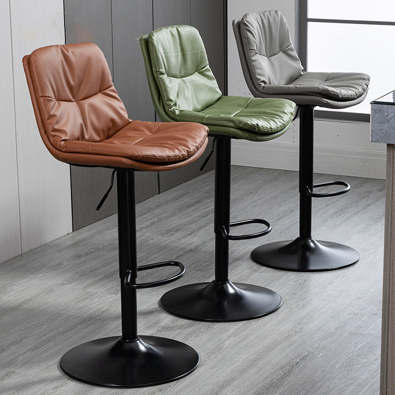 Modern Armless Rotatable Counter Stool Metal Cafe Bar Stool with Cushion and Pedal